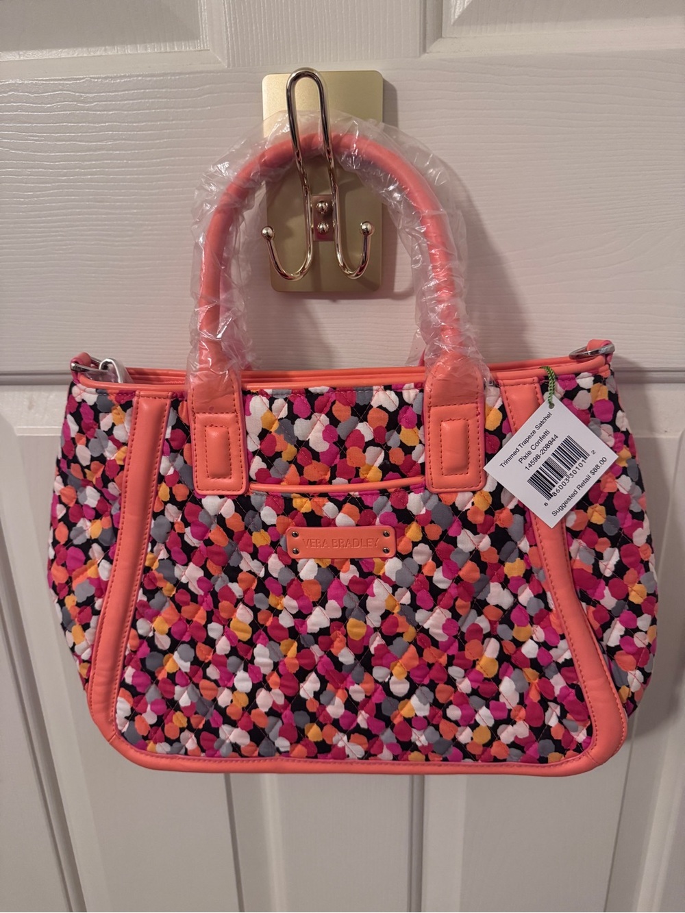 Vera Bradley NWT Retired Pixie Confetti Trimmed Trapeze Satchel